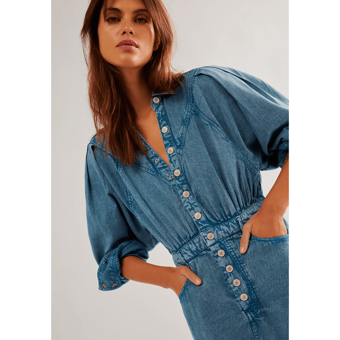 Free People Mad Love Denim Midi Dress Dresses & Jumpsuits Parts and Labour Hood River Oregon Clothing Store