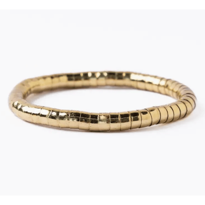 Lucille Round Bead Stretch Bracelet Brass