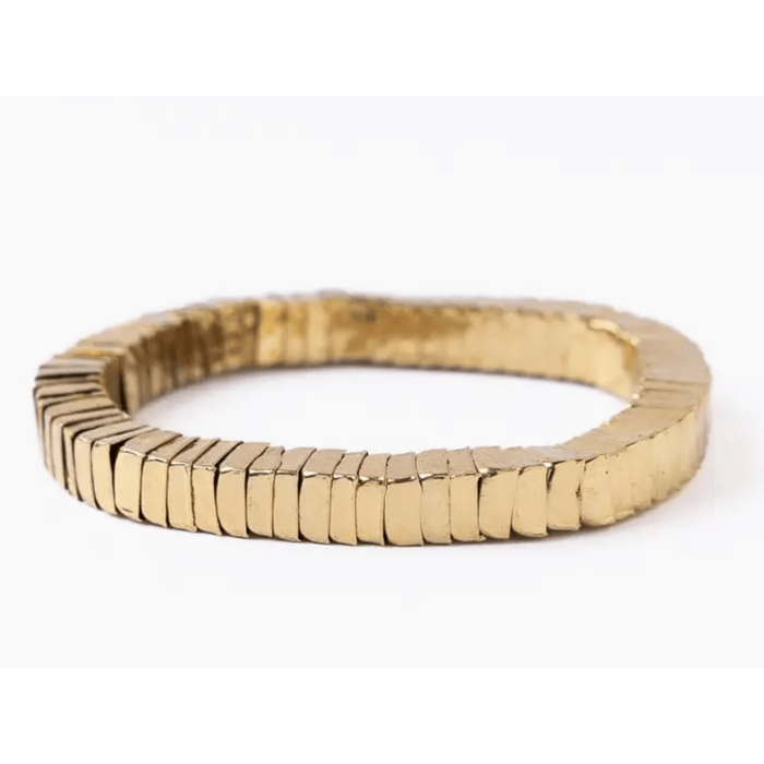 Lucille Square Bead Stretch Bracelet Brass