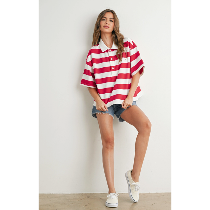 Striped Oversized Polo Shirt