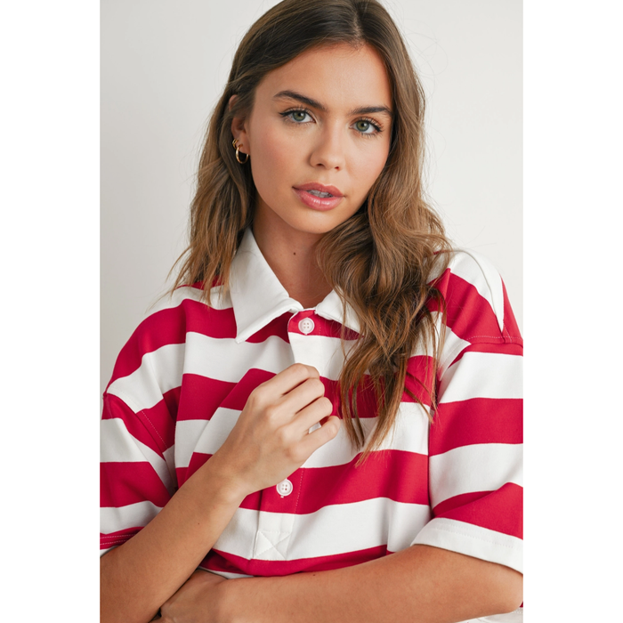 Striped Oversized Polo Shirt