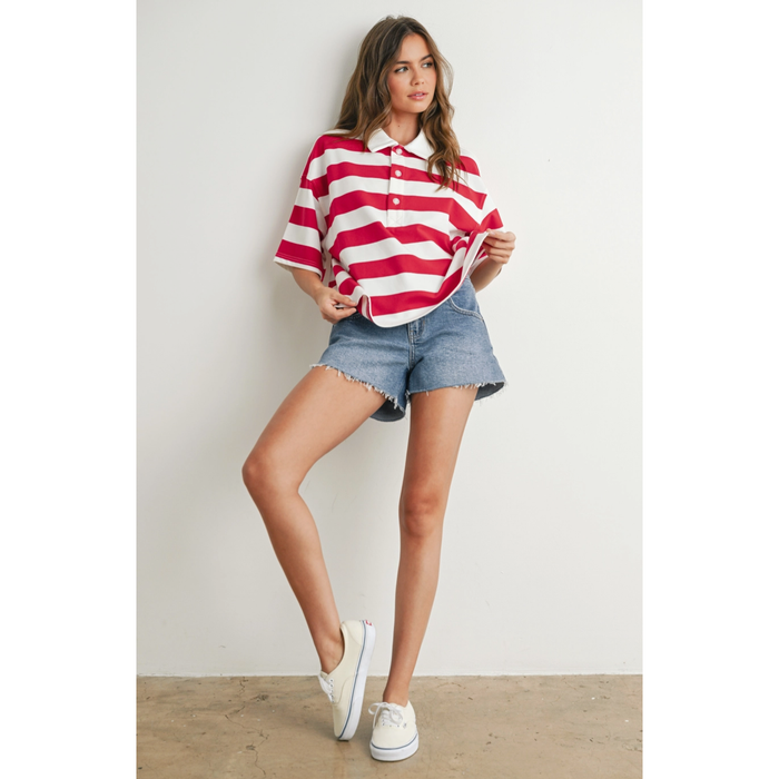 Striped Oversized Polo Shirt