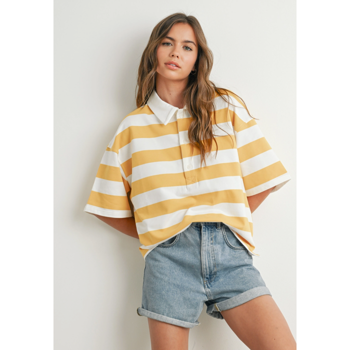 Striped Oversized Polo Shirt