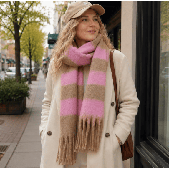 Cozy Brushed Stripe Oversized Scarf