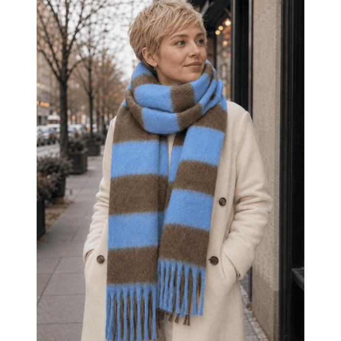 Cozy Brushed Stripe Oversized Scarf