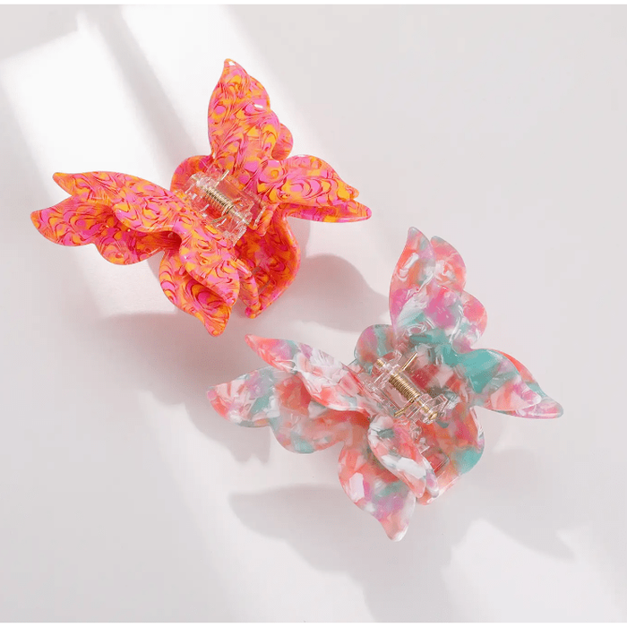 Adorro Bella Pink Medium Double Butterfly Claw Clip Accessories Parts and Labour Hood River Oregon Clothing Store