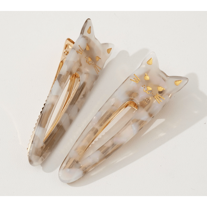 Adorro Cat Face Barrette Clip Set of 2 Grey Accessories Parts and Labour Hood River Oregon Clothing Store