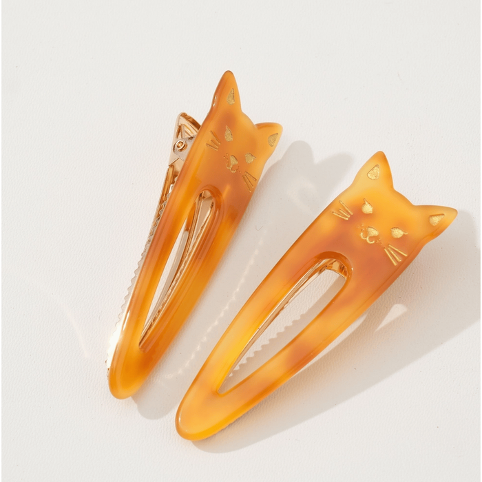 Adorro Cat Face Barrette Clip Set of 2 Orange Accessories Parts and Labour Hood River Oregon Clothing Store