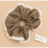 Adorro Knit Ruffle Trim Mega Scrunchie Brown/Ivory Accessories Parts and Labour Hood River Oregon Clothing Store