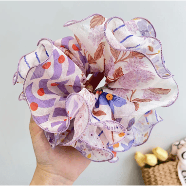 Adorro Patchwork Ruffle Mega Scrunchie Purple Accessories Parts and Labour Hood River Oregon Clothing Store