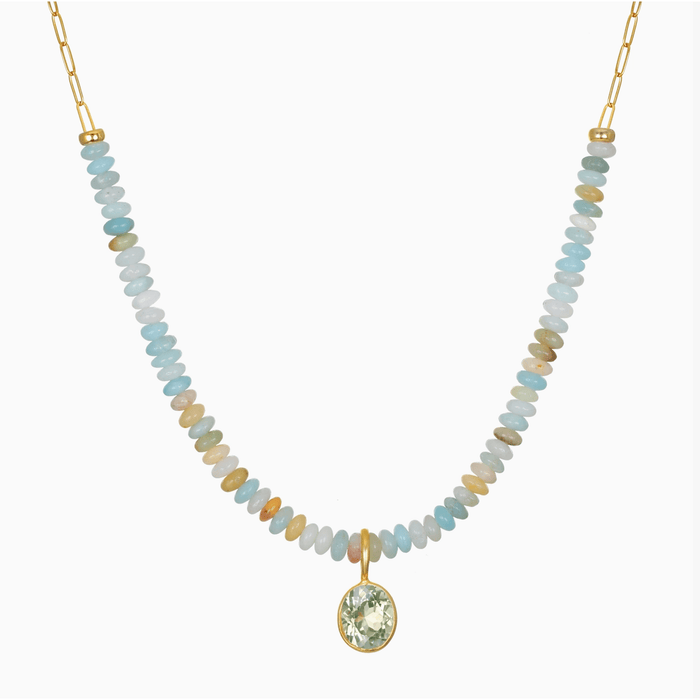 Amelia Rose Beaded Paperclip Necklace-Green Amethyst & Amazonite Accessories Parts and Labour Hood River Oregon Clothing Store