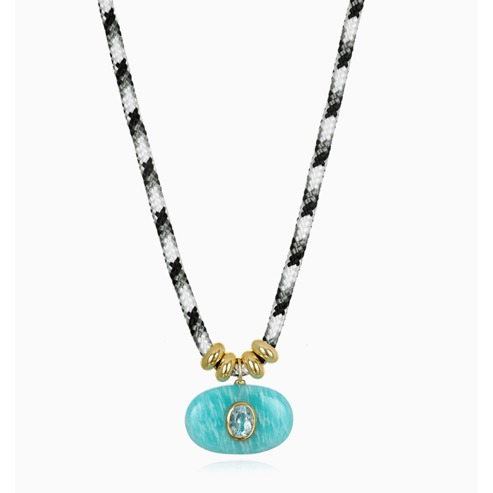 Amelia Rose East-West Amazonite & Topaz Cord Necklace Accessories Parts and Labour Hood River Oregon Clothing Store