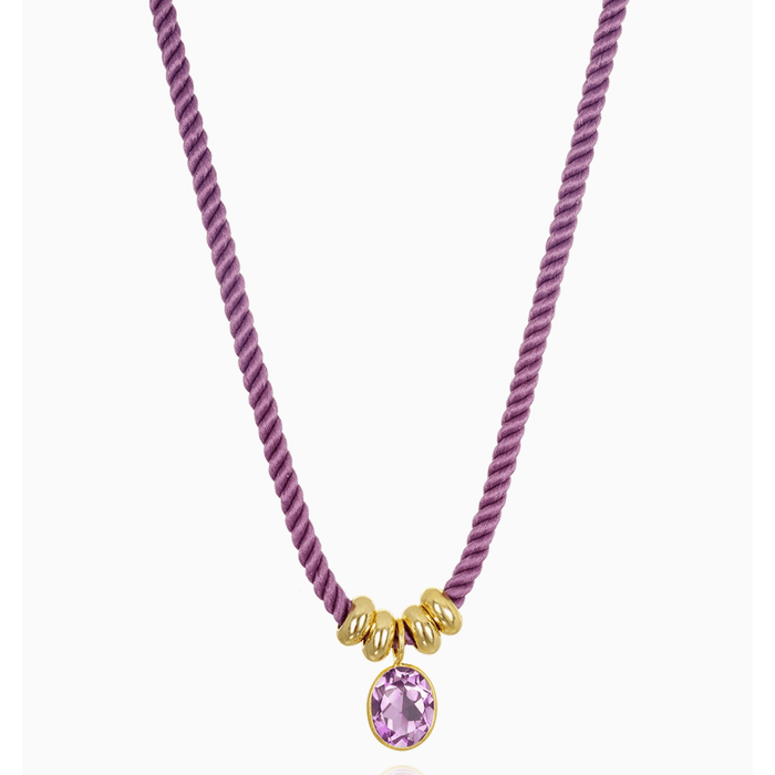 Amelia Rose Pink Amethyst Oval Cord Necklace Accessories Parts and Labour Hood River Oregon Clothing Store