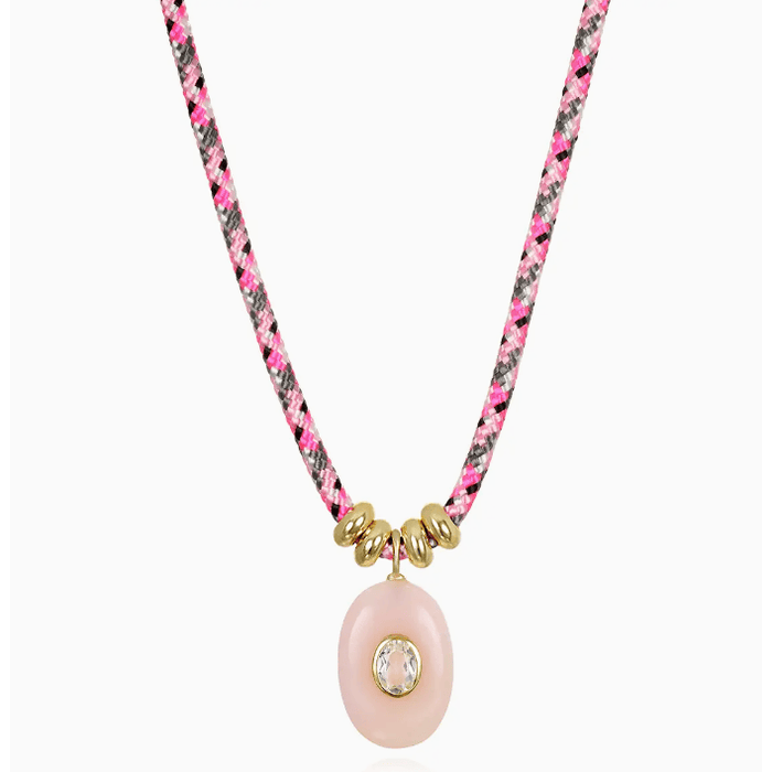 Amelia Rose Pink Opal & Topaz Cord Necklace Accessories Parts and Labour Hood River Oregon Clothing Store