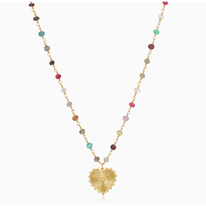 Amelia Rose Rainbow Heart Charm Necklace Accessories Parts and Labour Hood River Oregon Clothing Store