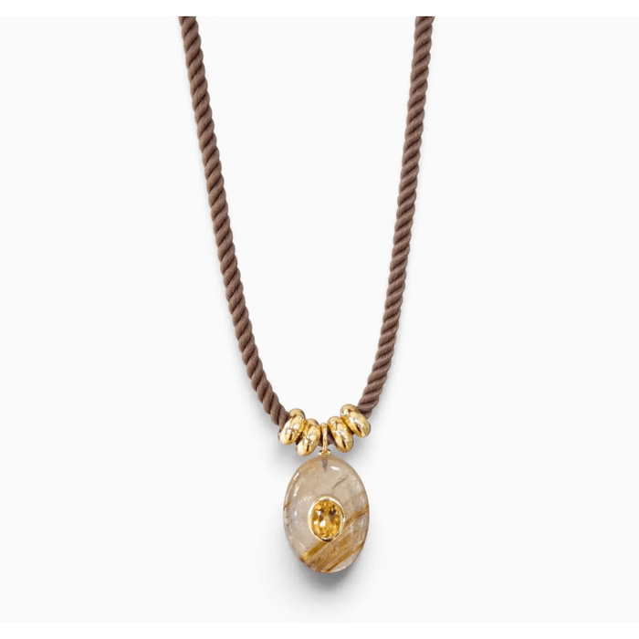 Amelia Rose Rutilated Quartz & Citrine Cord Necklace Accessories Parts and Labour Hood River Oregon Clothing Store