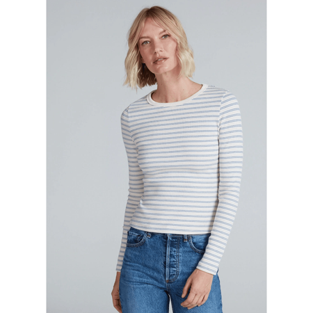 ASKK NY Long Sleeve Rib Crew Double Stripe Blue / XS Shirts & Tops Parts and Labour Hood River Oregon Clothing Store