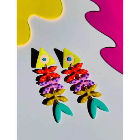 Delaney and Blu Colorful Bone Fish Earrings Accessories Parts and Labour Hood River Oregon Clothing Store