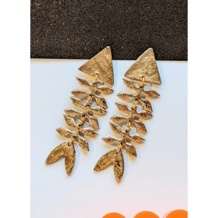 Delaney and Blu Gold Fish Bones Earrings Accessories Parts and Labour Hood River Oregon Clothing Store