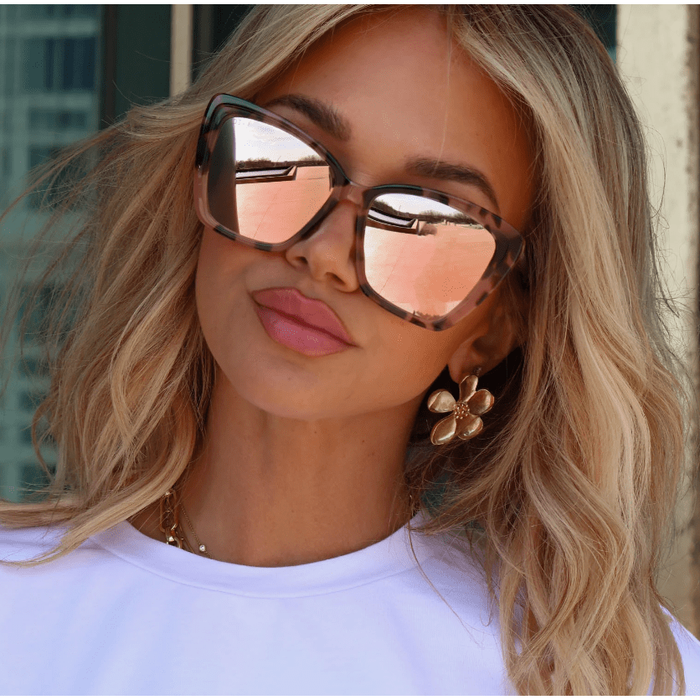 DIFF Eyewear Becky II Cat Eye Sunglasses Himalayan Tortoise + Taupe Flash Mirror Accessories Parts and Labour Hood River Oregon Clothing Store