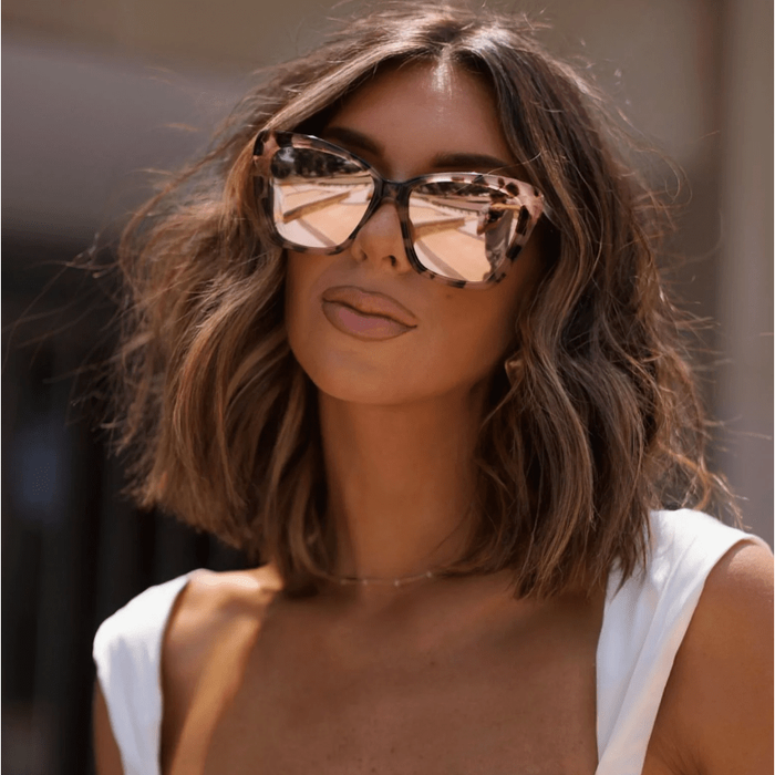 DIFF Eyewear Becky II Cat Eye Sunglasses Himalayan Tortoise + Taupe Flash Mirror Accessories Parts and Labour Hood River Oregon Clothing Store