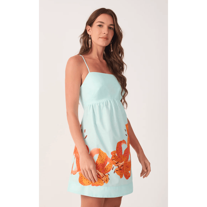 Dress To Blue Lírios Straight Neckline Cotton Mini Dress Dresses Parts and Labour Hood River Oregon Clothing Store