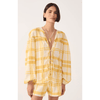 Dress To Yellow Plaid Puff Sleeves Tie-Front Blouse Shirts & Tops Parts and Labour Hood River Oregon Clothing Store