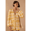 Dress To Yellow Plaid Puff Sleeves Tie-Front Blouse Shirts & Tops Parts and Labour Hood River Oregon Clothing Store