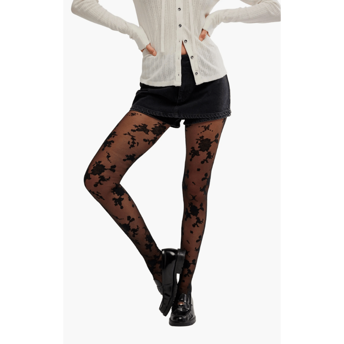Free People Floral Flocked Tights Accessories Parts and Labour Hood River Oregon Clothing Store