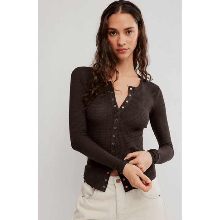 Free People Going Places Cardi Deep Fudge / XS Shirts & Tops Parts and Labour Hood River Oregon Clothing Store