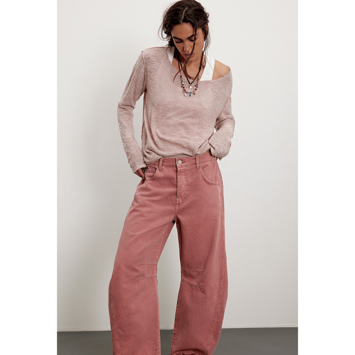 Free People Good Luck Mid Rise Barrel Jean Bottoms Parts and Labour Hood River Oregon Clothing Store
