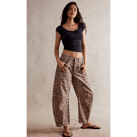 Free People Good Luck Printed Barrel Jeans Bottoms Parts and Labour Hood River Oregon Clothing Store
