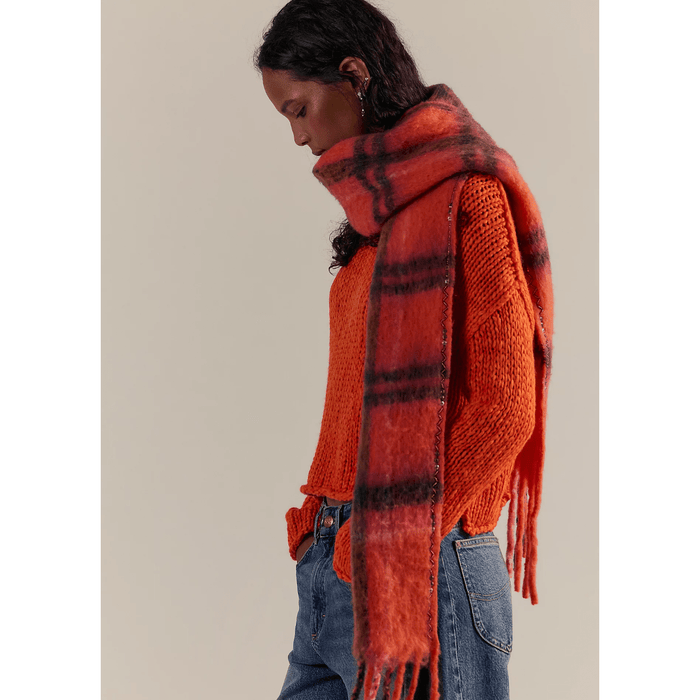 Free People Highland Plaid Skinny Scarf Pink Combo Accessories Parts and Labour Hood River Oregon Clothing Store