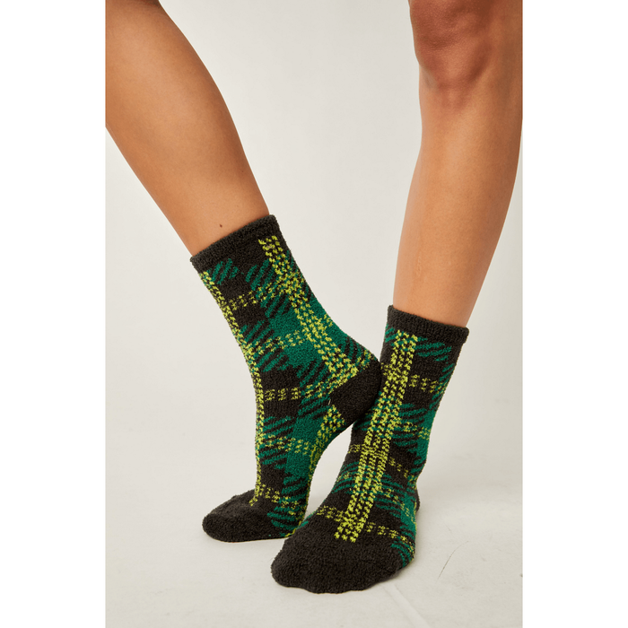 Free People Hilarie Plaid Crew Socks Evergreen Combo Accessories Parts and Labour Hood River Oregon Clothing Store