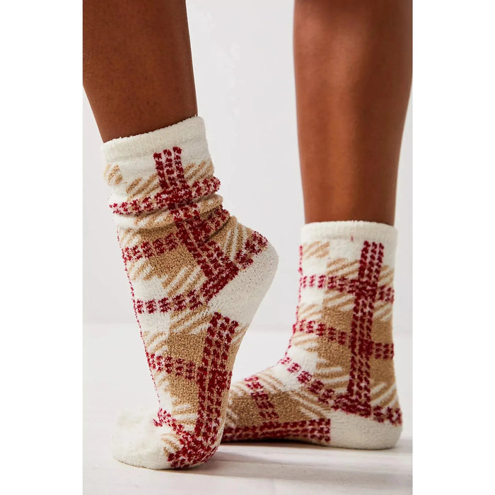 Free People Hilarie Plaid Crew Socks Ivory Combo / One Size Accessories Parts and Labour Hood River Oregon Clothing Store
