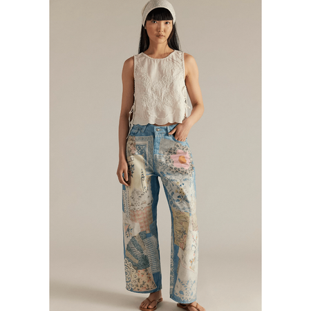 Free People Illusions Printed Relaxed Jeans Bottoms Parts and Labour Hood River Oregon Clothing Store