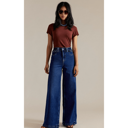 Free People Kellee High Rise Palazzo Jeans Bottoms Parts and Labour Hood River Oregon Clothing Store
