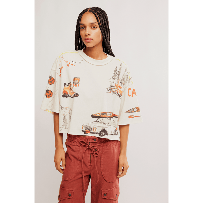 Free People Mountain View Graphic Tee Ivory Combo / XS Shirts & Tops Parts and Labour Hood River Oregon Clothing Store