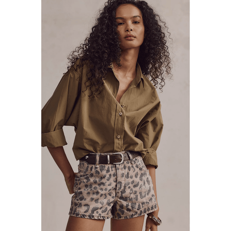 Free People Now Or Never Printed Denim Shorts Brown Sugar Combo / 25 Bottoms Parts and Labour Hood River Oregon Clothing Store