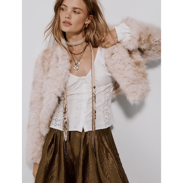 Free People Supernova Cropped Faux Fur Jacket Coats & Jackets Parts and Labour Hood River Oregon Clothing Store
