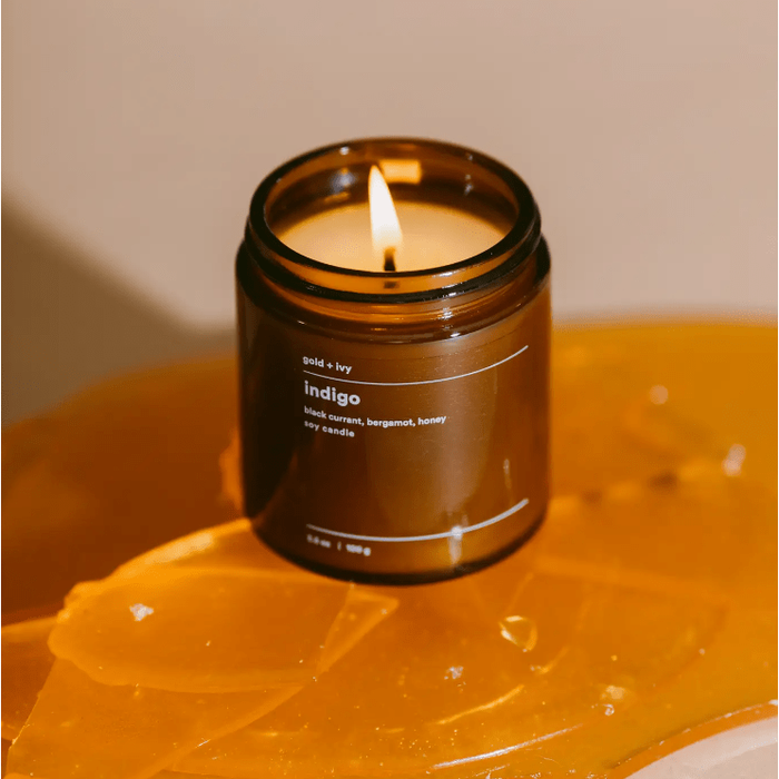 gold + ivy Indigo Soy Candle 7.5oz Apothecary Parts and Labour Hood River Oregon Clothing Store