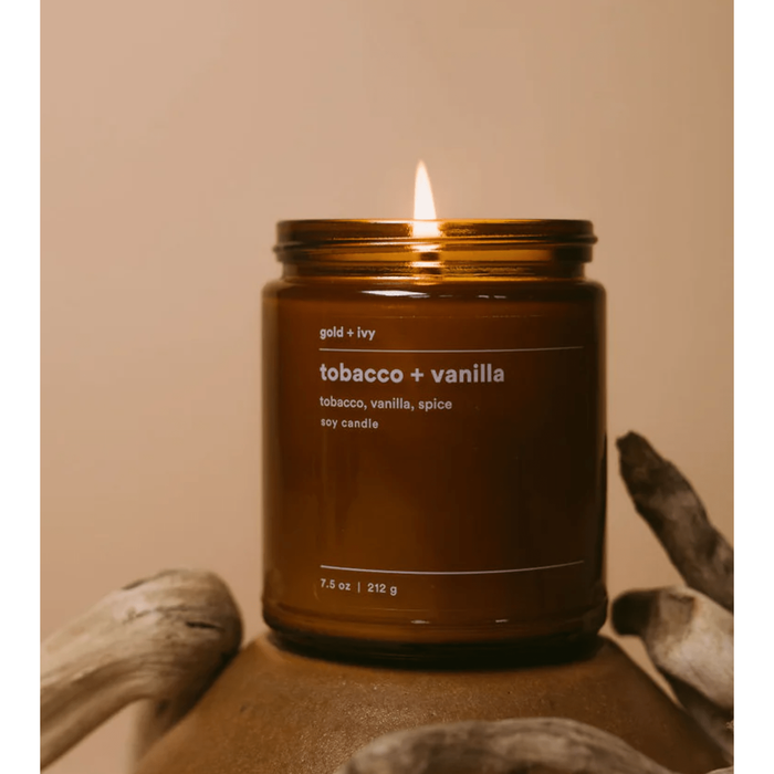 gold + ivy Tobacco + Vanilla Soy Candle 12.5 oz Accessories Parts and Labour Hood River Oregon Clothing Store