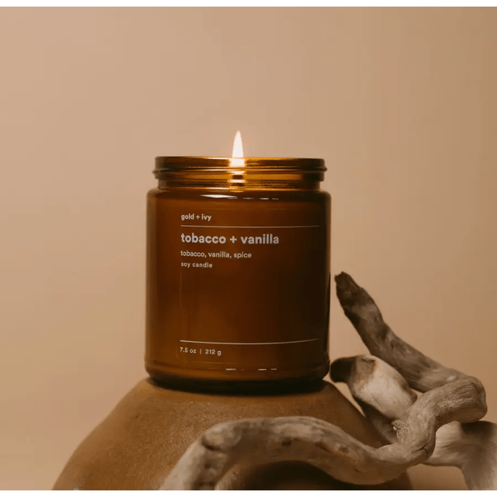 gold + ivy Tobacco Vanilla Soy Candle 7.5oz Apothecary Parts and Labour Hood River Oregon Clothing Store