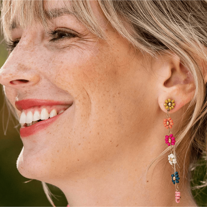 Ink + Alloy Multi Colored Flower Beaded Earrings Accessories Parts and Labour Hood River Oregon Clothing Store
