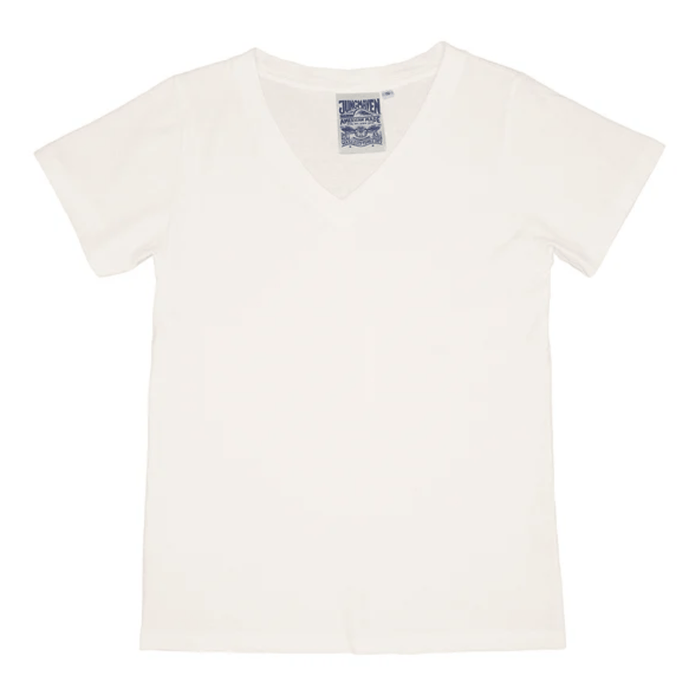 Jungmaven Paige V-Neck Tee Washed White / XS Shirts & Tops Parts and Labour Hood River Oregon Clothing Store