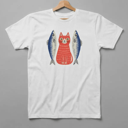 Killer Retro Retro Cat and Sardines Tee Solid White / S Shirts & Tops Parts and Labour Hood River Oregon Clothing Store