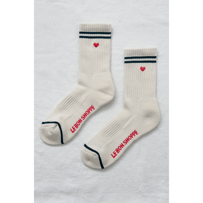 Le Bon Shoppe Embroidered Boyfriend Socks Parchment / ONESIZE Accessories Parts and Labour Hood River Oregon Clothing Store