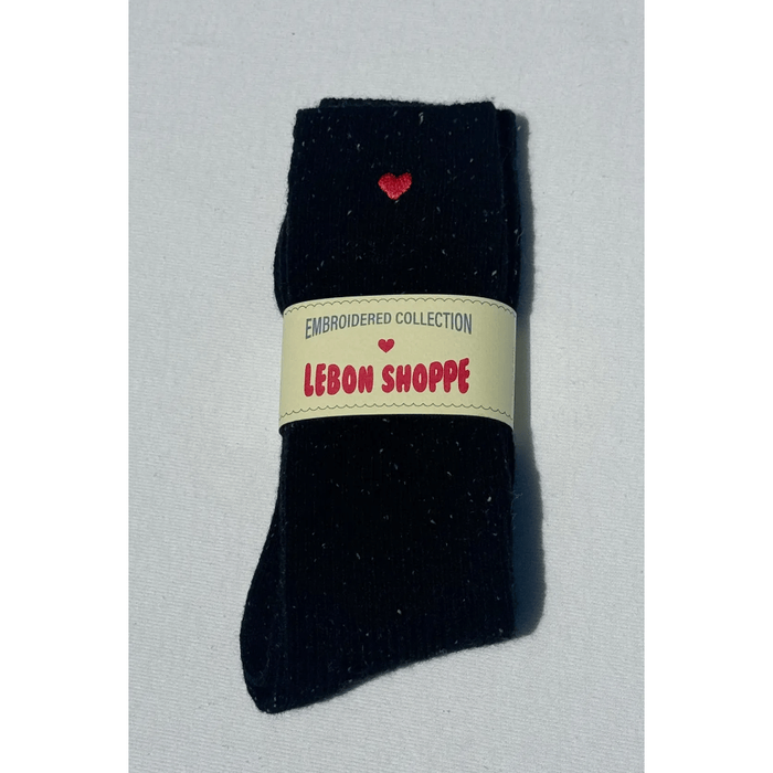 Le Bon Shoppe Embroidered Snow Socks Black + Heart Accessories Parts and Labour Hood River Oregon Clothing Store