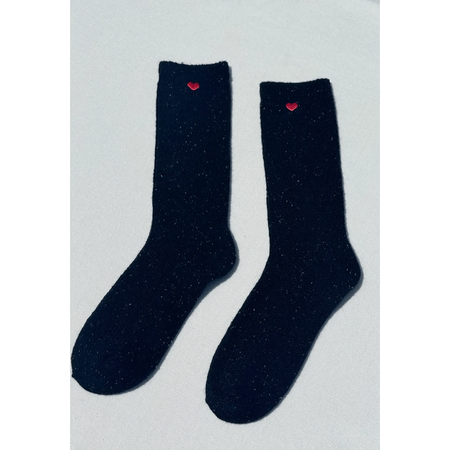 Le Bon Shoppe Embroidered Snow Socks Black + Heart Accessories Parts and Labour Hood River Oregon Clothing Store
