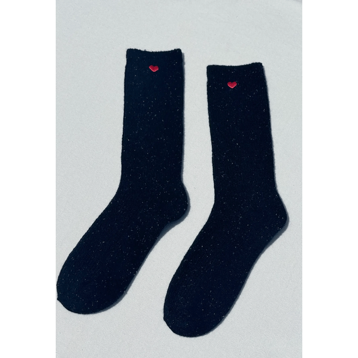 Le Bon Shoppe Embroidered Snow Socks Black + Heart Accessories Parts and Labour Hood River Oregon Clothing Store